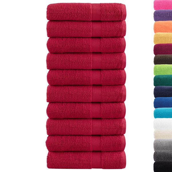 vidaXL Shower Towel Set of 10 Red 100% cotton 27.6 x 55.1 in