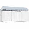 vidaXL Dog Kennel Grey Galvanized steel and polyethylene Large