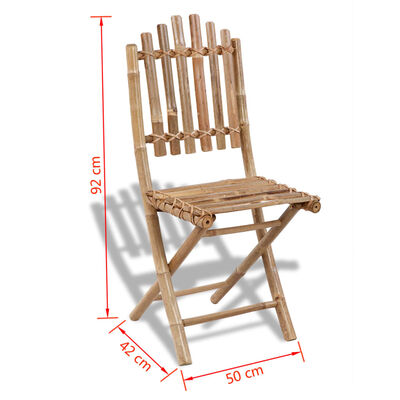 vidaXL Folding Patio Chairs 2 pcs Bamboo