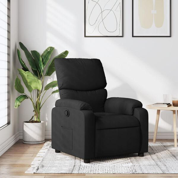 vidaXL Recliner Chair Black Polyester, Metal, Wood, Foam, PP Fiber Single