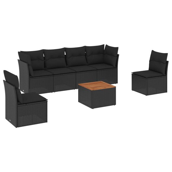 vidaXL Garden Sofa Set Black and Brown PE Rattan Medium Modular