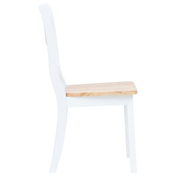 vidaXL Dining Chair Set of 4 White and Natural Wood Solid rubber wood