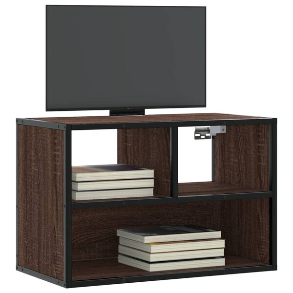 vidaXL TV Cabinet Brown Oak Engineered Wood, Metal Medium TV Cabinet