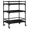 vidaXL Kitchen Trolley Black 25.6"x15.7"x34.1" Engineered Wood
