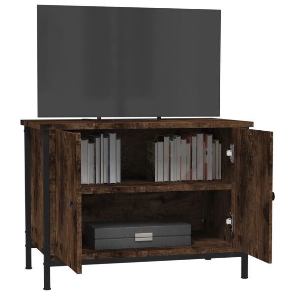 vidaXL TV Cabinet Smoked Oak Engineered Wood, Steel TV Cabinet