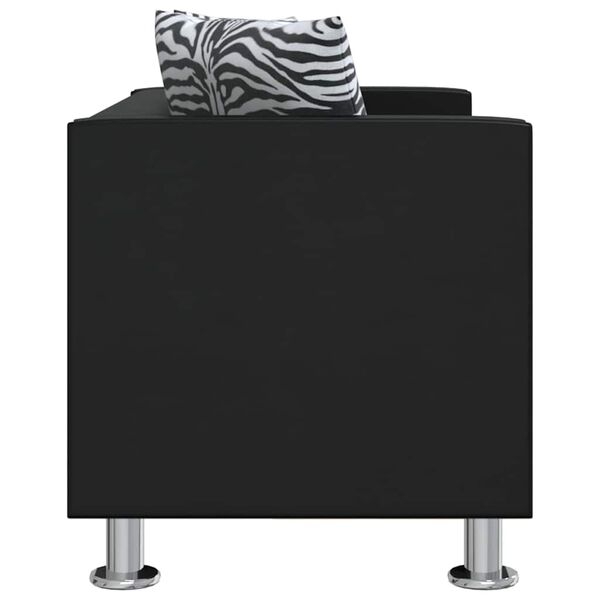 vidaXL Sofa Black PVC, Polyester, Cotton Small Durable Sofa