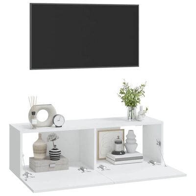 vidaXL Wall TV Cabinets 2 pcs White 39.4"x11.8"x11.8" Engineered Wood