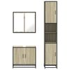 vidaXL Bathroom Furniture Set Sonoma Oak Engineered Wood, Glass, Metal