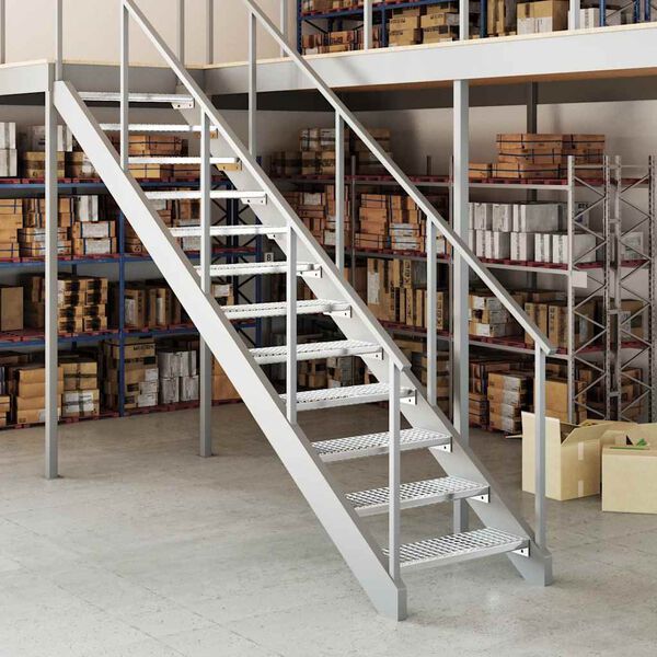 vidaXL Grate Step Silver Galvanized Steel 27.6 x 9.4 x 2.8 in Grate Step