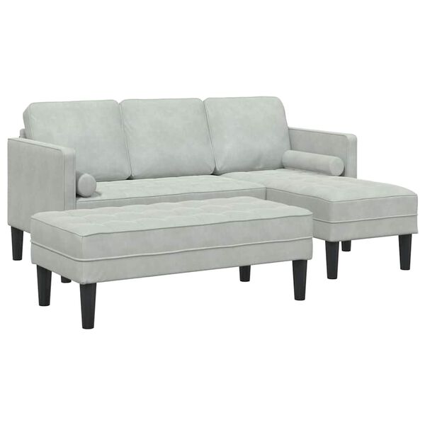 vidaXL Sofa Set with Cushion 2 pcs Light Grey Polyester