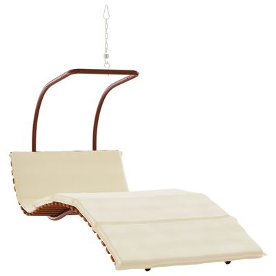 vidaXL Swing Chair with Cushion Fabric and Solid Wood Poplar