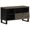 vidaXL TV Cabinet Black Solid Mango Wood Medium TV Cabinet Rectangular