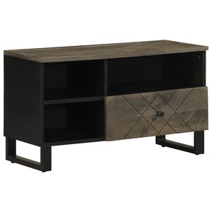 vidaXL TV Cabinet Black Solid Mango Wood Medium TV Cabinet Rectangular