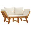 vidaXL Garden Bench Cream white Solid Acacia wood 2-in-1 adjustable