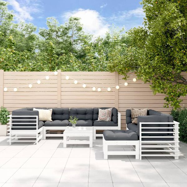 vidaXL Garden Lounge Set White, Anthracite