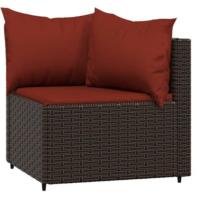 vidaXL 3 Piece Patio Lounge Set with Cushions Brown Poly Rattan