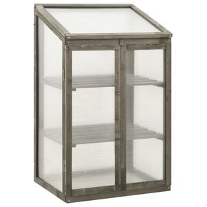 vidaXL Greenhouse Grey Solid Firwood, PC board 23.6x17.7x39.4 in