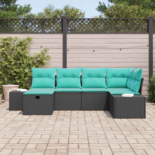vidaXL Sofa Set with Cushion 7 pcs Poly Rattan