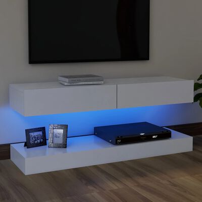 vidaXL TV Stand with LED Lights White 47.2"x13.8"