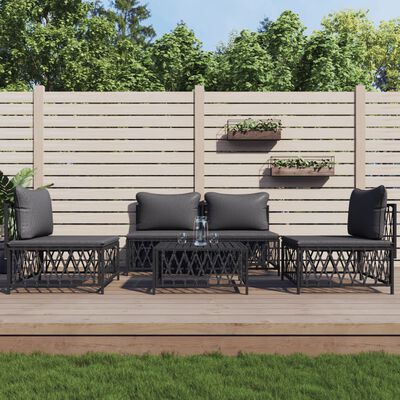 vidaXL 5 Piece Patio Lounge Set with Cushions Anthracite Steel