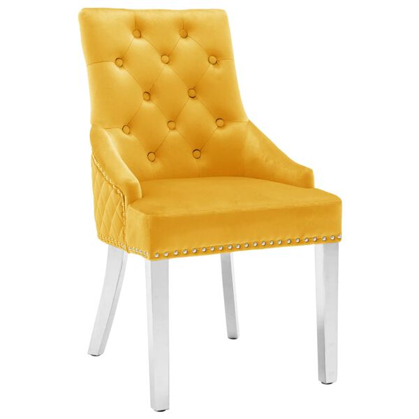 vidaXL Dining Chairs 2 pcs Yellow Velvet
