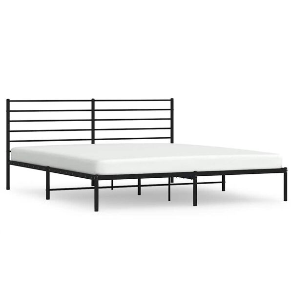vidaXL Bed Frame Black Powder-Coated Steel Full Bed Frame Rectangular