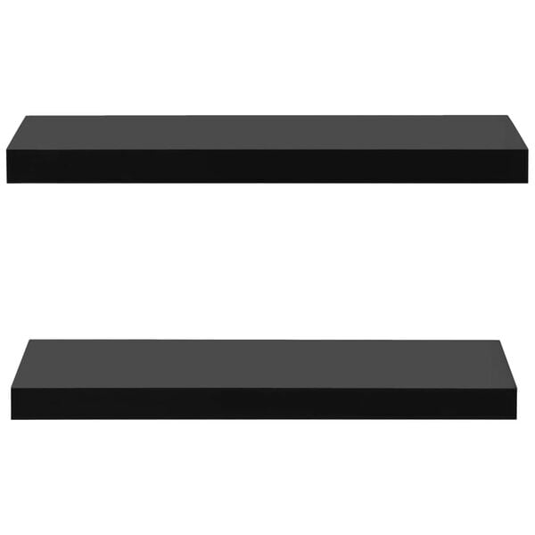vidaXL Wall Mounted Shelf Set of 2 Black MDF 23.6 in x 7.9 in x 1.5 in