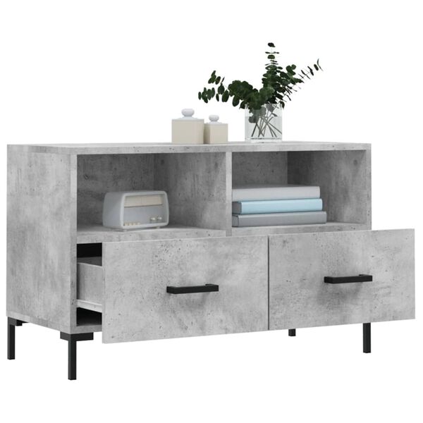 vidaXL TV Cabinet Concrete Grey Engineered Wood, Iron Medium TV Cabinet