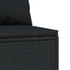 vidaXL Patio Middle Sofa Black PE Rattan, Powder-Covered Steel, Fabric