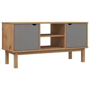 vidaXL TV Cabinet Brown and grey Solid pinewood, engineered wood