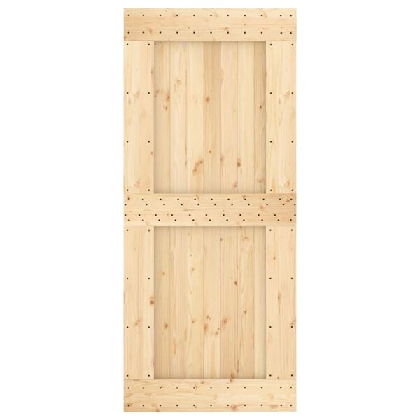 vidaXL Sliding Door with Hardware Set 35.4x82.7" Solid Wood Pine