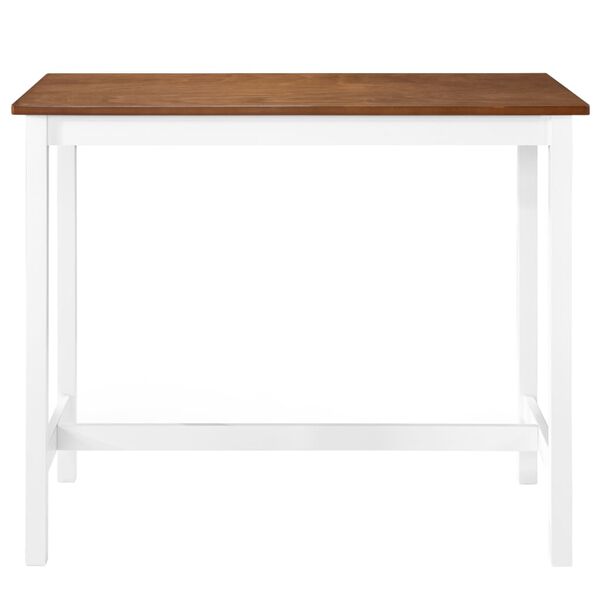 vidaXL Bar Table Brown and white MDF top with wood veneer, solid wood legs