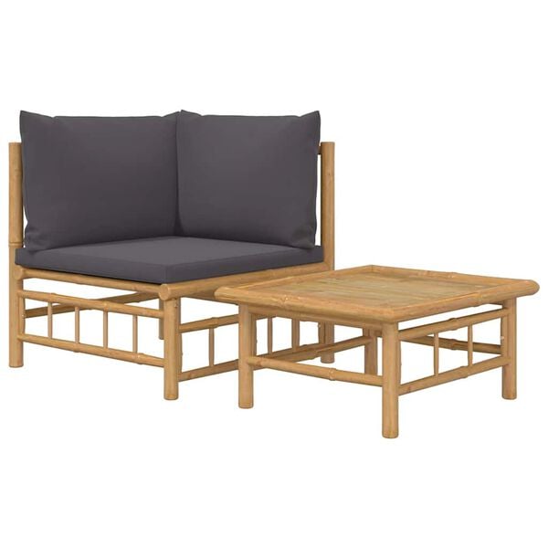 vidaXL Garden Lounge Set Natural Bamboo Bamboo Compact Modular