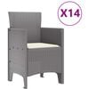 vidaXL Garden Dining Set 15 pcs Light Grey Polt rattan