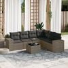vidaXL Garden Sofa Set Gray PE rattan, Powder-coated steel, Tempered glass