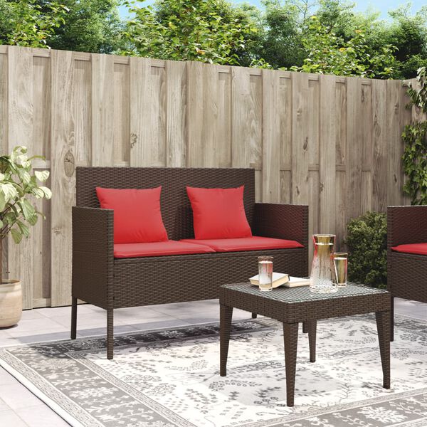 vidaXL Garden Bench Brown PE rattan, powder-coated steel Compact
