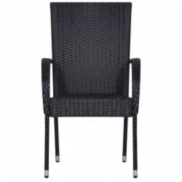 vidaXL Garden Dining Set Black PE rattan, powder-coated steel, glass