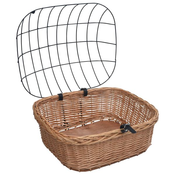 vidaXL Bike Front Basket with Cover 19.7"x17.7"x13.8" Natural Willow