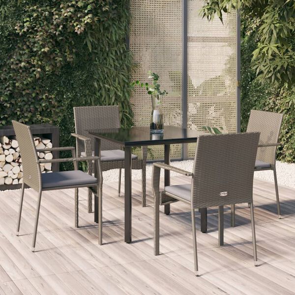 vidaXL Garden Dining Set Black and grey