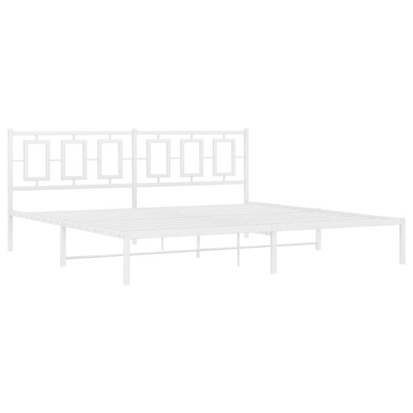 vidaXL Bed Frame White Steel Full Bed Frame Rectangular Modern