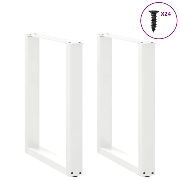 vidaXL Coffee Table Leg Set of 2 White Powder-Coated Steel 23.6x