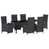 vidaXL Garden Dining Set with Cushion 7 pcs Black Poly Rattan