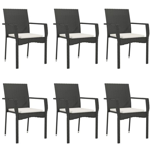 vidaXL Garden Dining Set Black with cream cushions