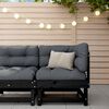 vidaXL Garden Corner Sofa Black Solid Pine Wood Standard Modular