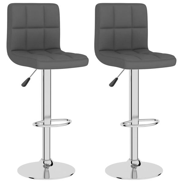 vidaXL Bar Stool Set of 2 Dark Grey 100% polyester, chrome-plated steel