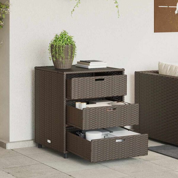 vidaXL Garden Storage Cabinet Brown PE rattan Medium Garden Storage