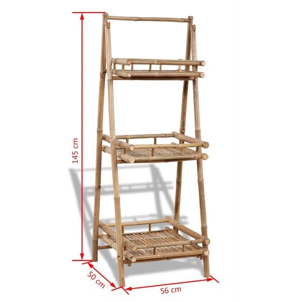vidaXL Plant Stand Natural Bamboo 3-Tier Foldable Plant Stand