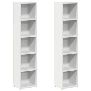 vidaXL CD Cabinet Set of 2 White Engineered Wood Compact CD Cabinet