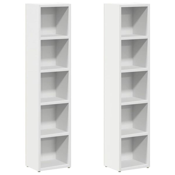 vidaXL CD Cabinet Set of 2 White Engineered Wood Compact CD Cabinet
