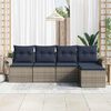 vidaXL Garden Sofa Set with Cushion 5 pcs Grey Poly Rattan